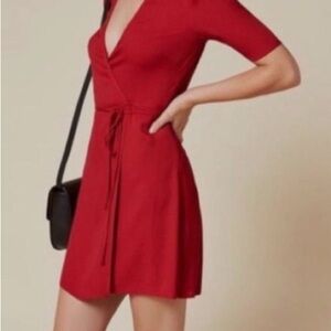 Reformation Mini Red Wrap Dress